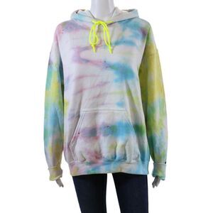 Danzy Womens Tie Dye Print Hoodie Multi Colored Cotton Blend Size Small